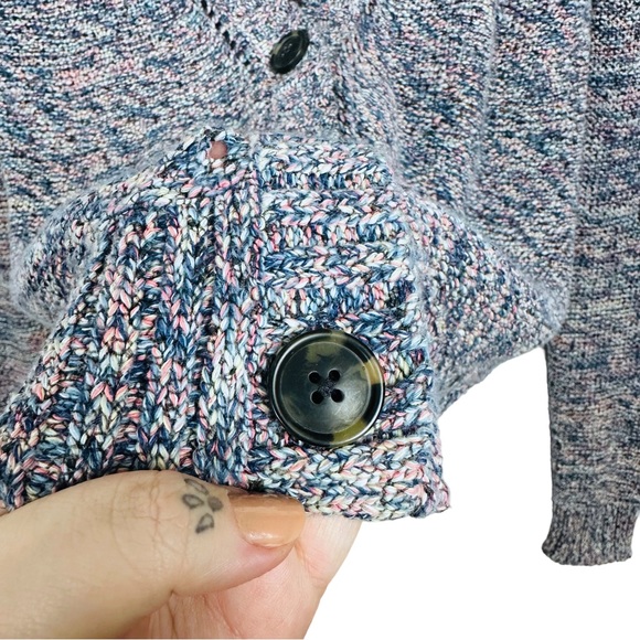 American Eagle Slouchy Marled Knit V Neck Button Up Grandpa Cardigan Sweater M - Picture 4 of 9